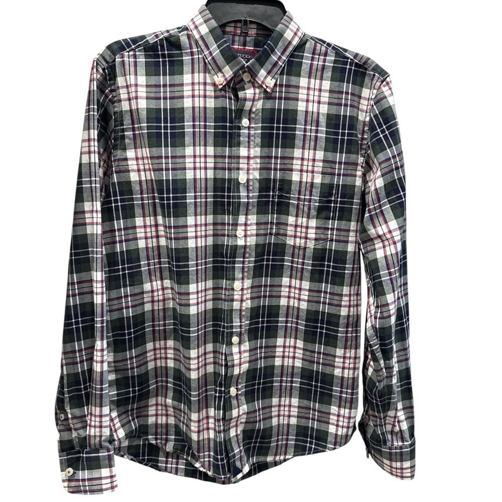 UNTUCKit Men's Plaid Button-Down Shirt — Black, White‎ & Burgundy